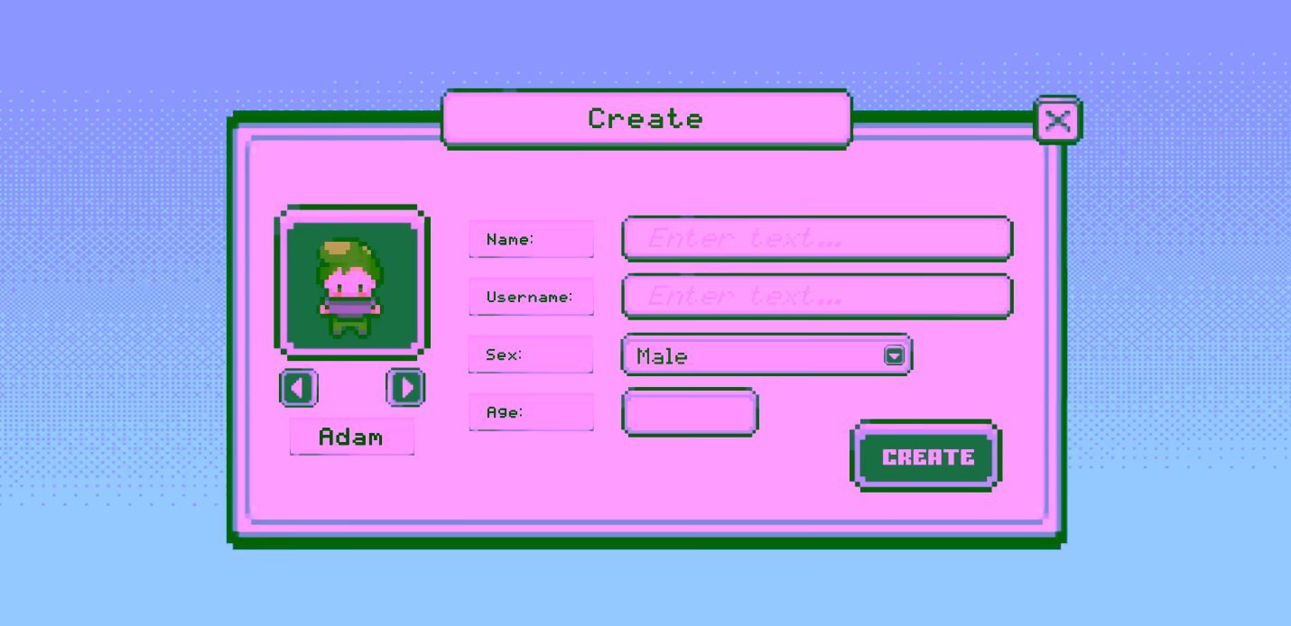 Player creation screen